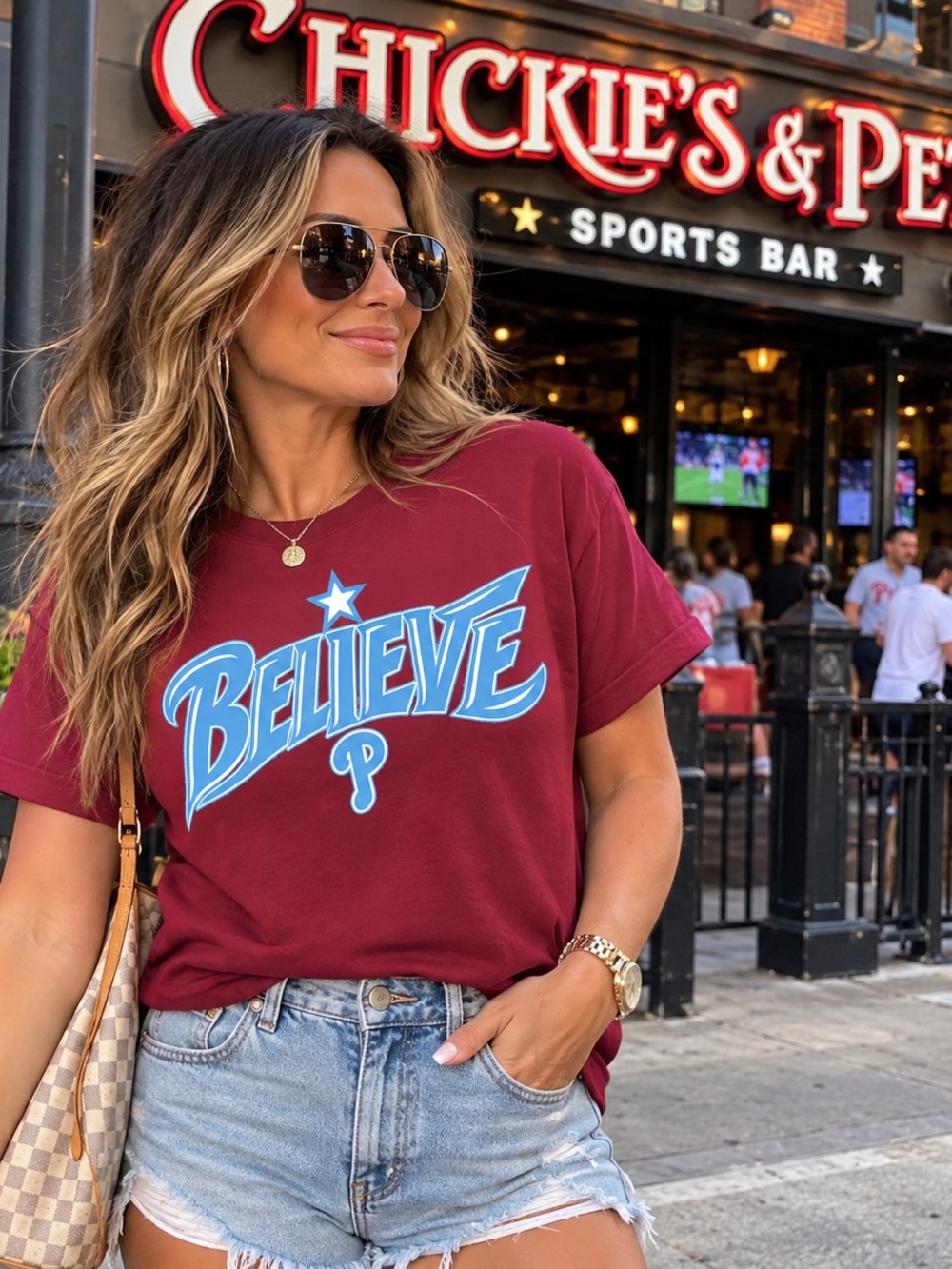 PHILLIES Believe Graphic Tee - Burgundy Women’s Top S-5xl
